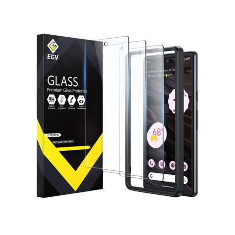 EGV Tempered Glass for Pixel 7a on transparent background.
