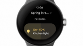 GIF showing new Google Home controls for Wear OS on a Pixel Watch.
