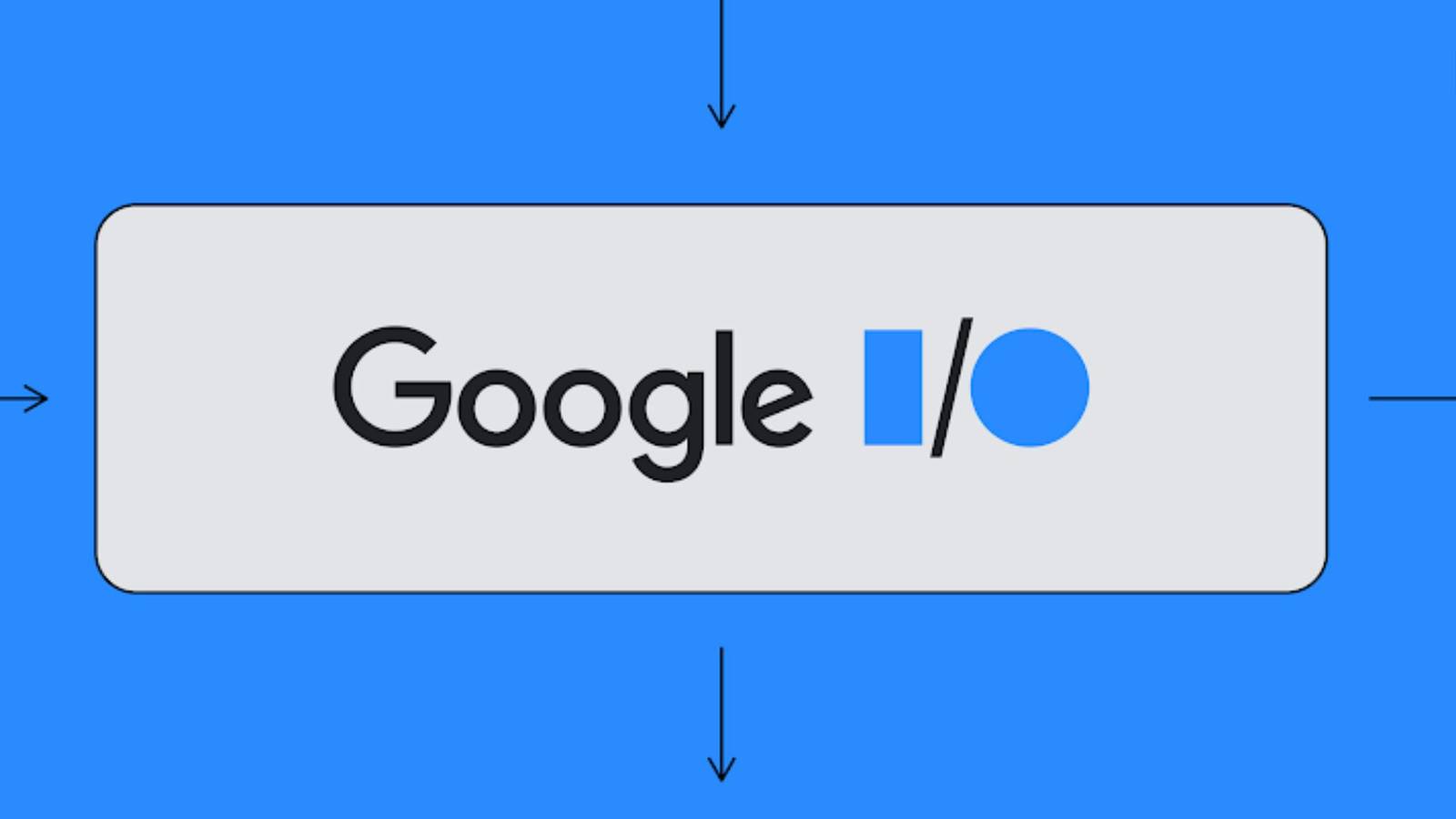 A Google I/O illustration with the Google I/O text written over a blue-colored background.