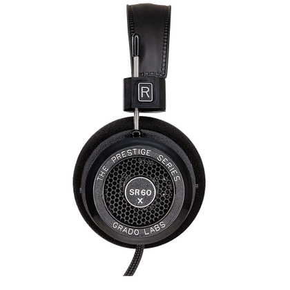 Product image of a pair of Grado SR60x shown from the side on a transparent background.