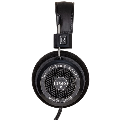 Product image of a pair of Grado SR60x shown from the side on a transparent background.