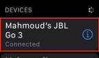 Apple Watch Bluetooth settings highlighting JBL Go 3 speaker