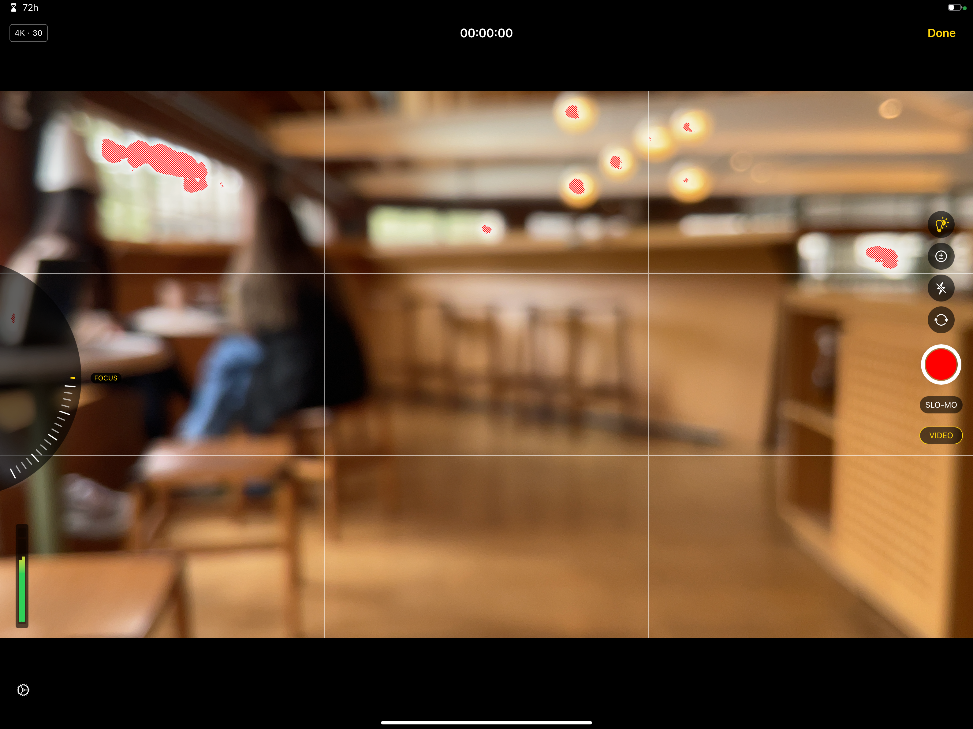 The camera app inside Final Cut Pro for iPad adjusting focus