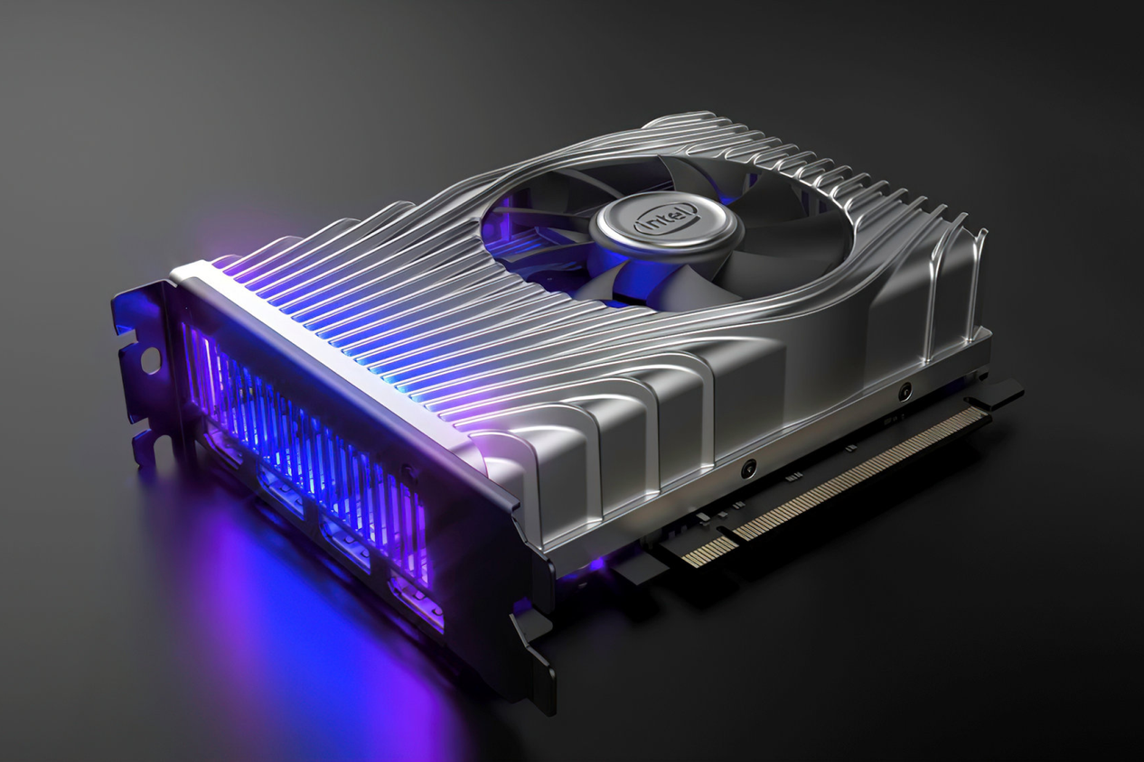 The Intel DG1 graphics card.