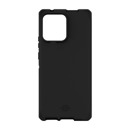 A render showing the ITSKINS Hybrid R silk case for Motorola Edge+ (2023) in black color.