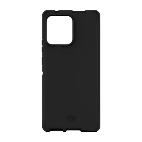 A render showing the ITSKINS Hybrid R silk case for Motorola Edge+ (2023) in black color.