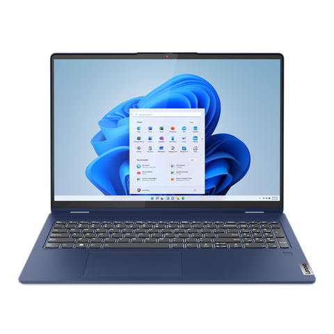 Front view of the Lenovo IdeaPad Flex 5 16-inch laptop in Abyss Blue