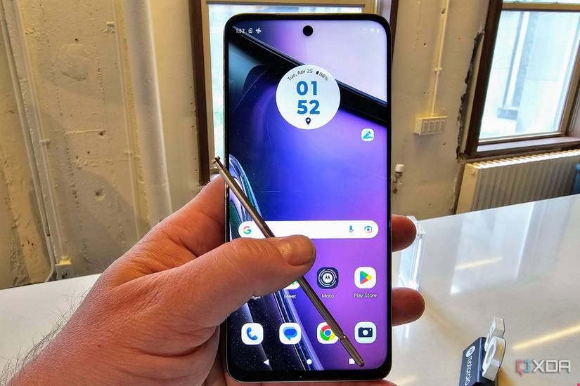 Motorola Moto G Stylus 2023 being held with the stylus