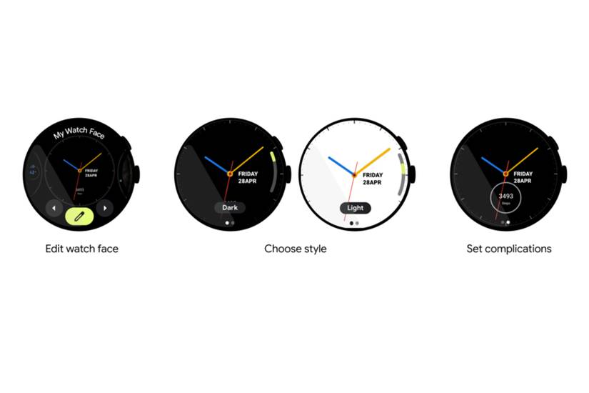 Image showing the new Wear OS 4 Watch Face Editor.