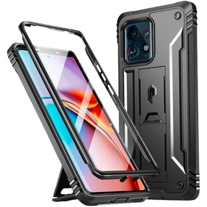 A render showing the Poetic Revolution case for Motorola Edge+ in black color.