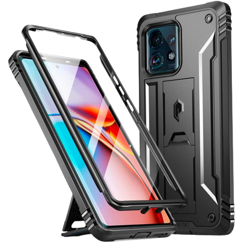A render showing the Poetic Revolution case for Motorola Edge+ in black color.