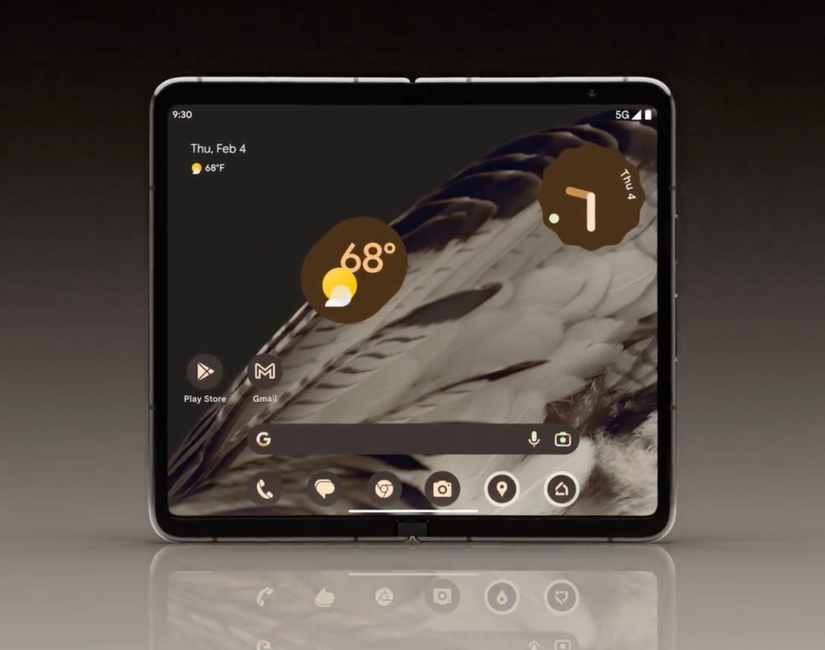 Google Pixel Fold wide open with inner display shown