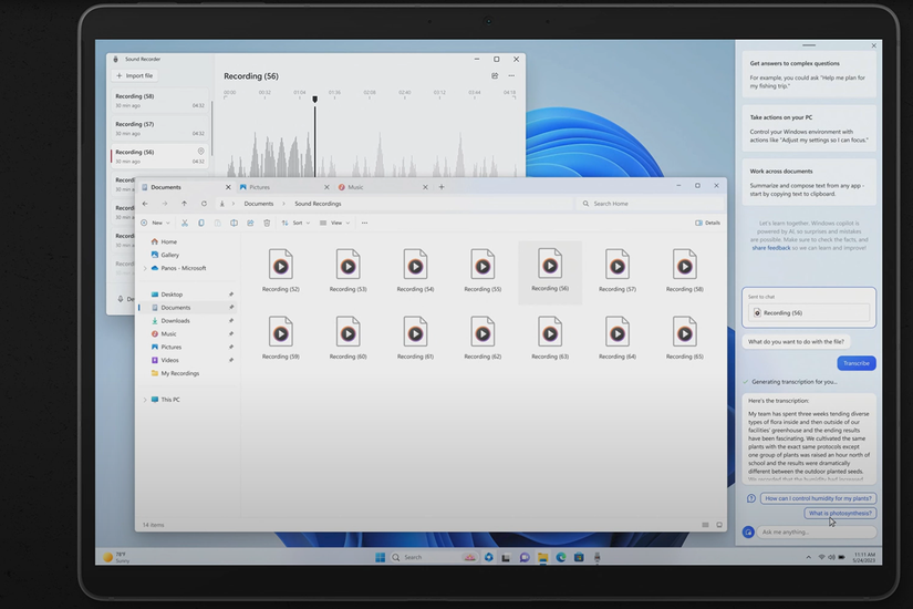Windows Copilot audio recordings