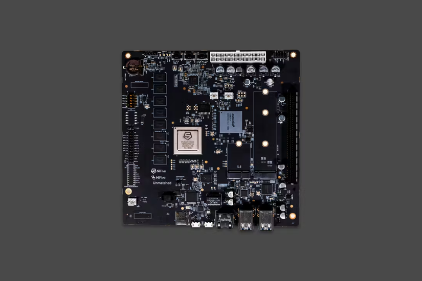 The SiFive HiFive Unmatched development board.