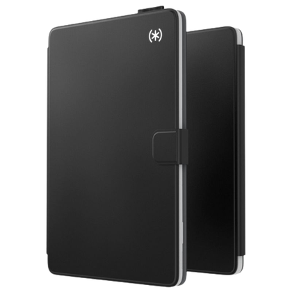A render showing the Speck Magfolio case for Pixel Tablet in black color.
