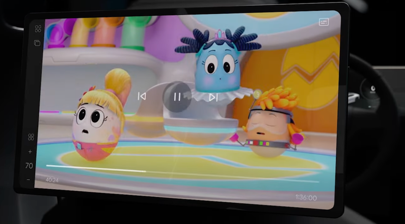 An image showing a video playing on car's infotainment.