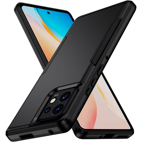 A render of the Vinve hybrid rugged case for Motorola Edge+ (2023) in black color.