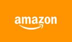 White Amazon logo on gold background