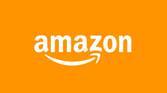 White Amazon logo on gold background