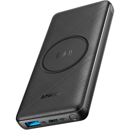 A render of the Anker PowerCore III wireless power bank in black color.