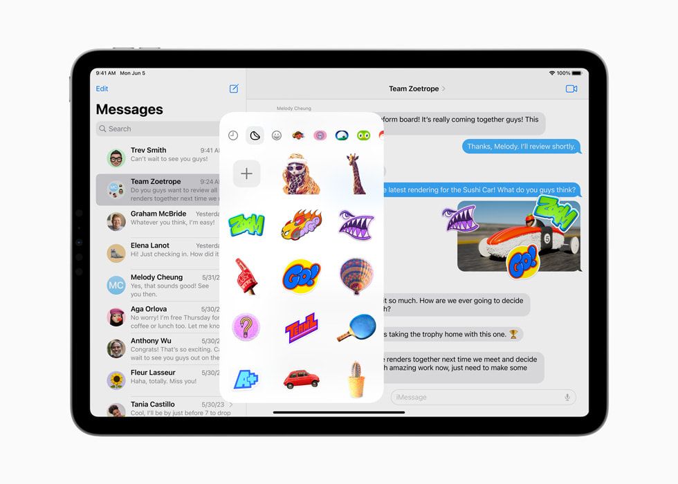 Live stickers in Messages in iPadOS 17