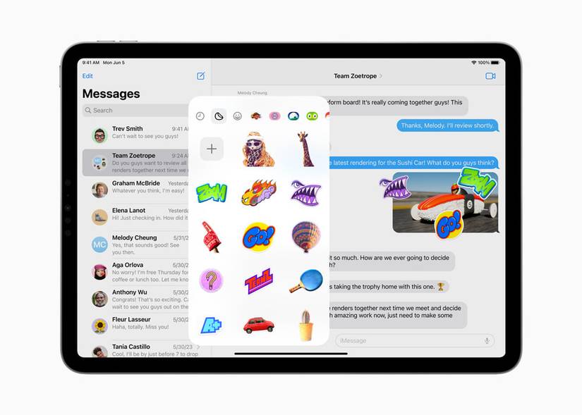 Live stickers in Messages in iPadOS 17