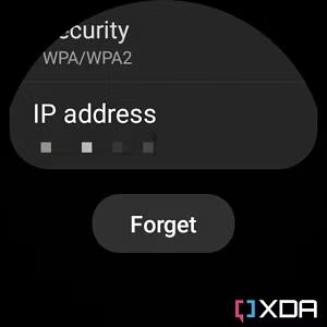 Screenshot of Galaxy Watch 4 IP address.