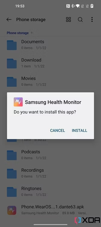 Screenshot of app installation prompt on a OnePlus 10 Pro.