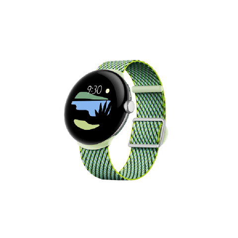 Google Woven Band for Pixel Watch on transparent background.