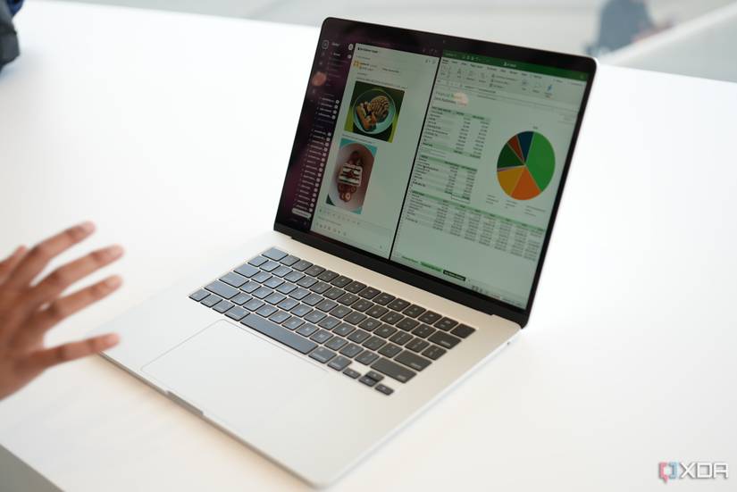 MacBook Air 15 inch laptop showing a graph
