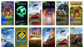 Screenshot of Microsoft Store game and movie cards