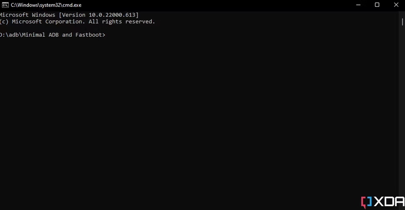 Screenshot of command prompt window with ADB and Fastboot commands.