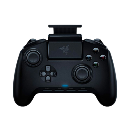 A render of the Razer Raiju Mobile controller in black color.