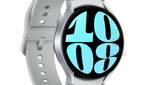 Silver Galaxy Watch 6 on white background.