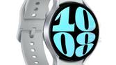 Silver Galaxy Watch 6 on white background.