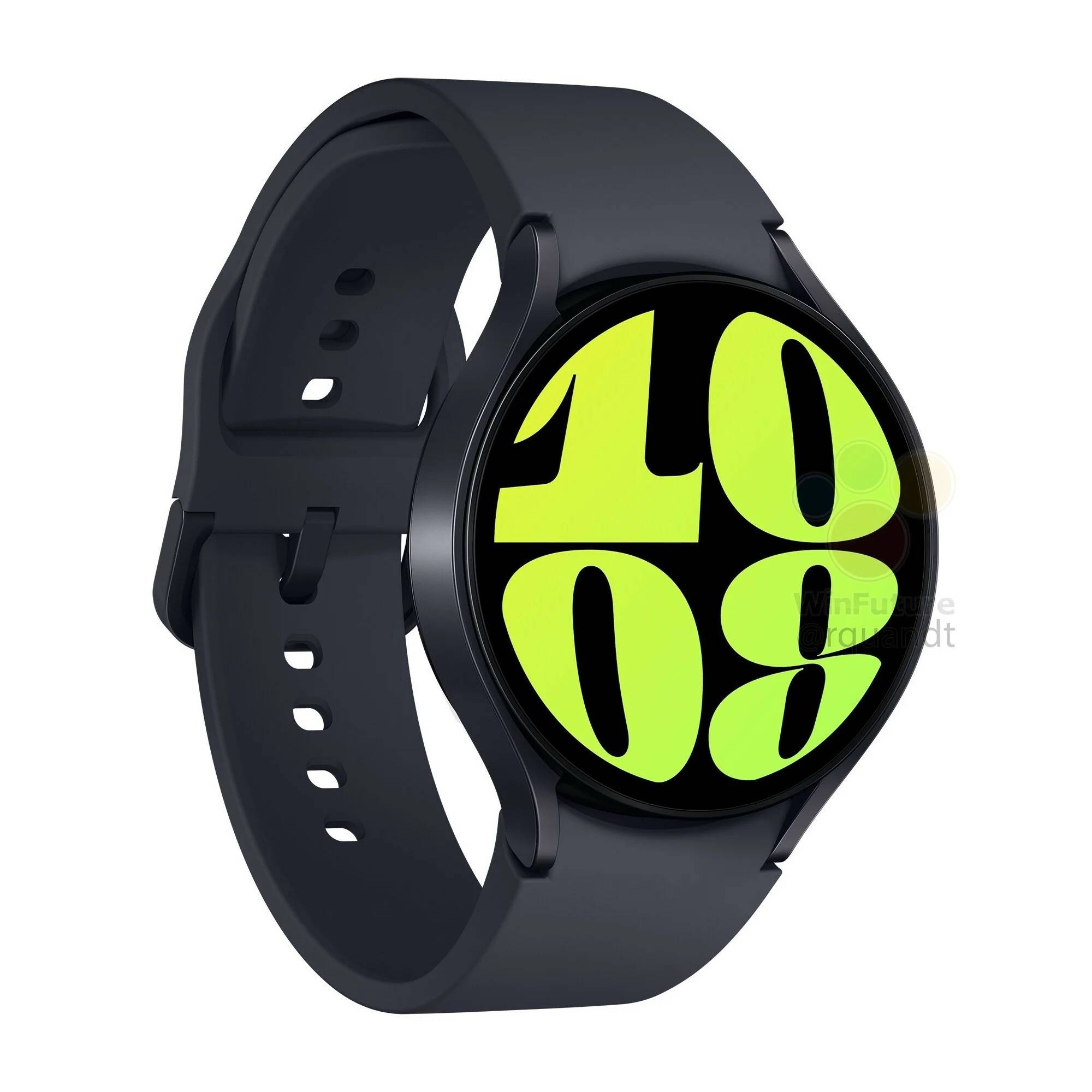Graphite Galaxy Watch 6 on white background.