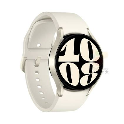 Gold Galaxy Watch 6 on white background.