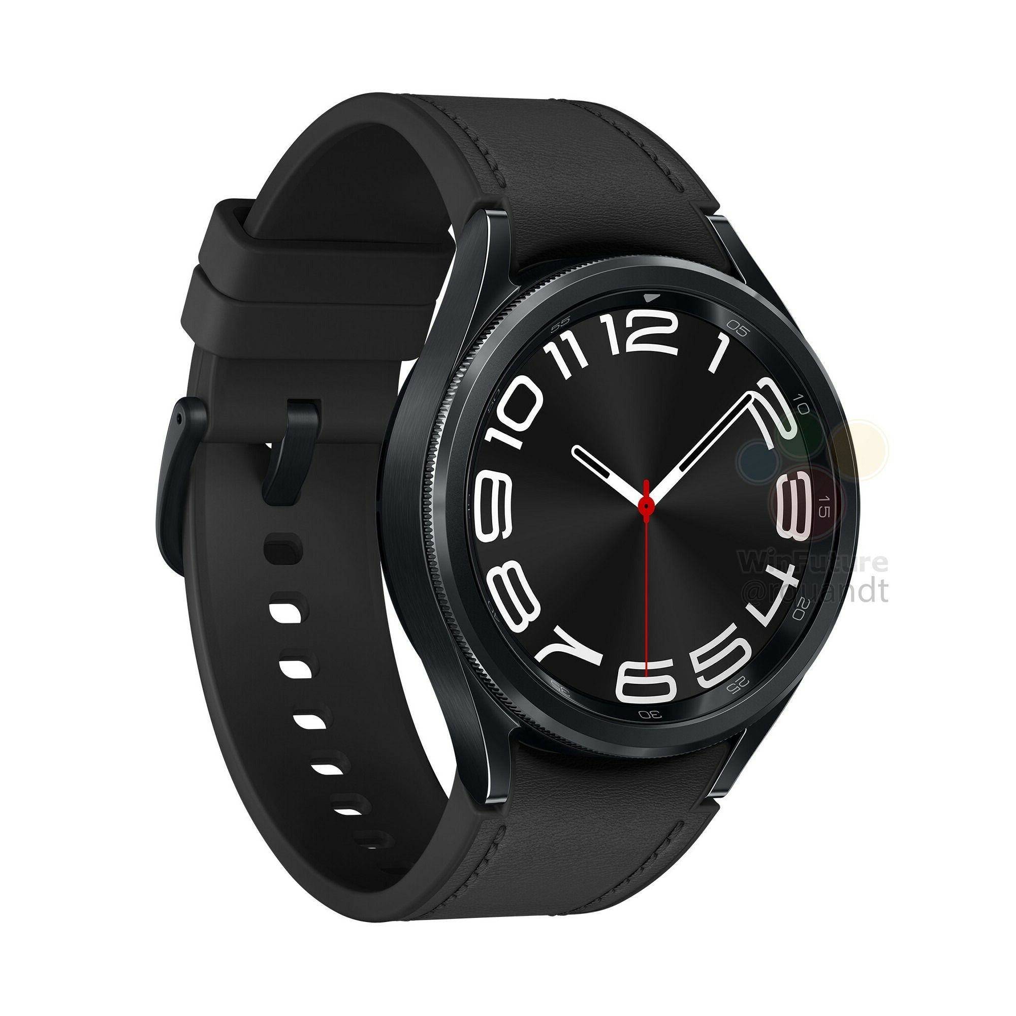 Black Galaxy Watch 6 Classic on white background.