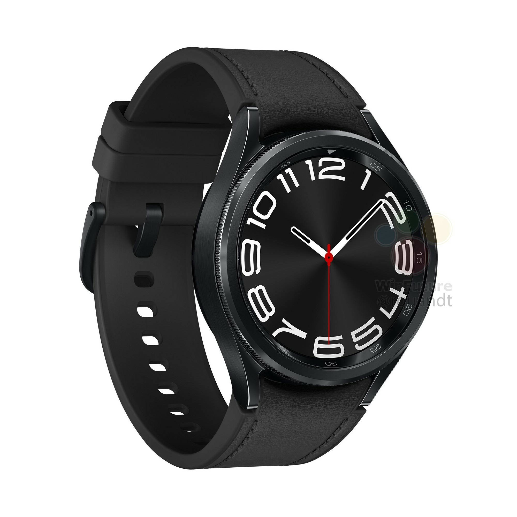 Black Galaxy Watch 6 Classic on white background.