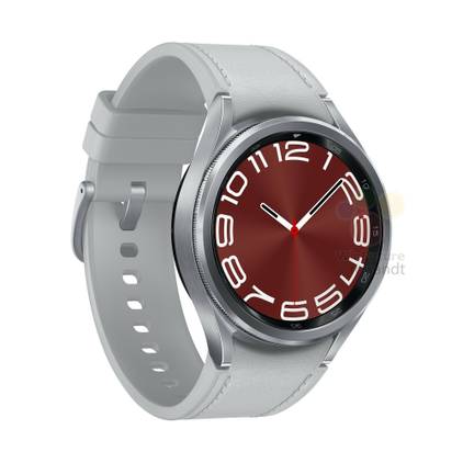 Silver Galaxy Watch 6 Classic on white background.