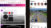 Instagram running in split-screen mode.