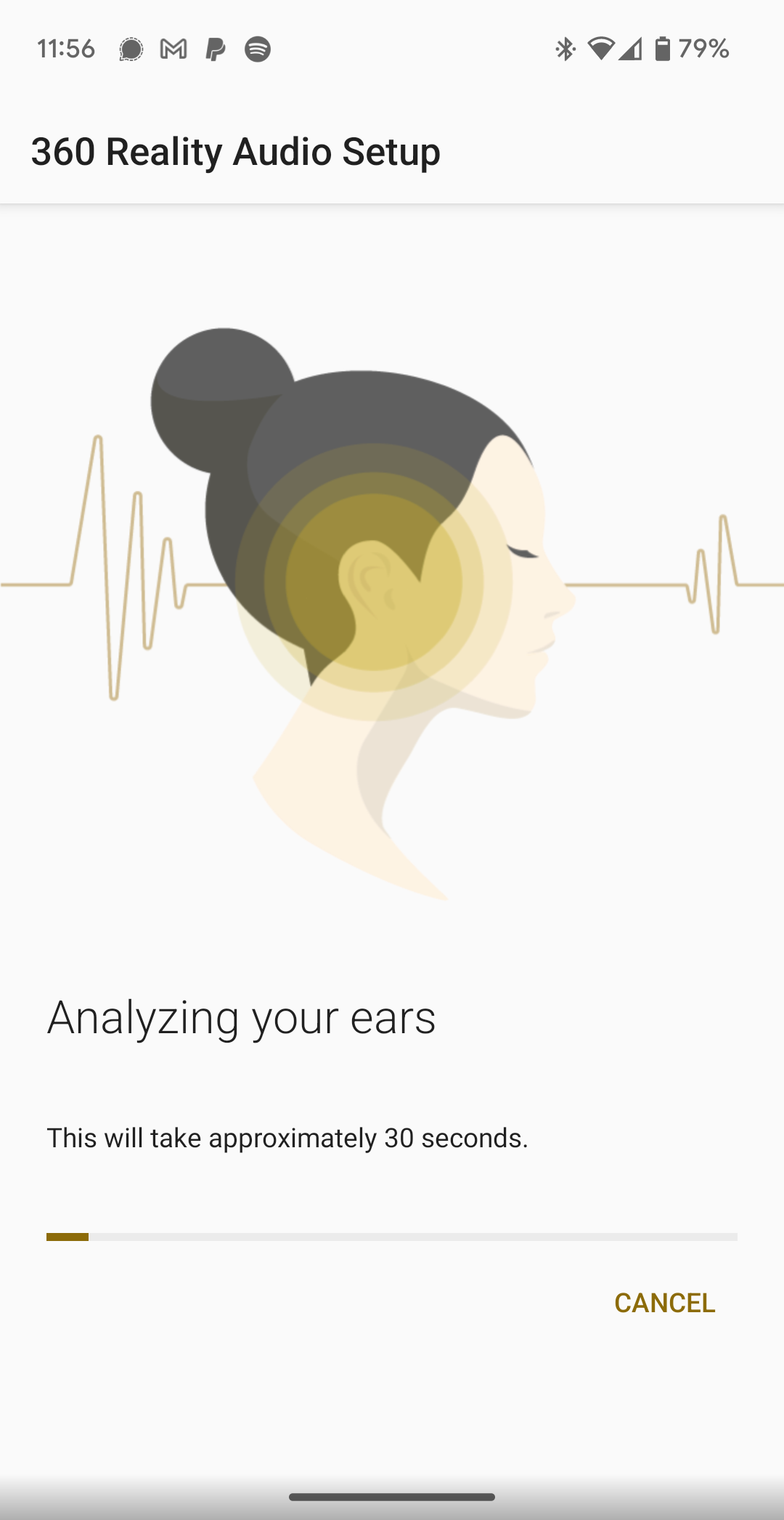 Sony Headphones app screenshot trying to analyze my ears
