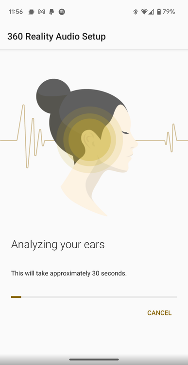 Sony Headphones app screenshot trying to analyze my ears