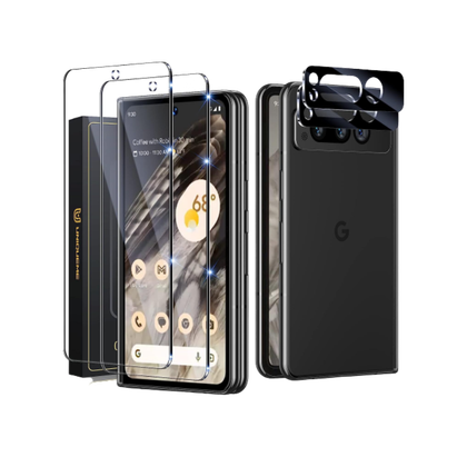 UniqueMe Tempered Glass for Pixel Fold on transparent background.