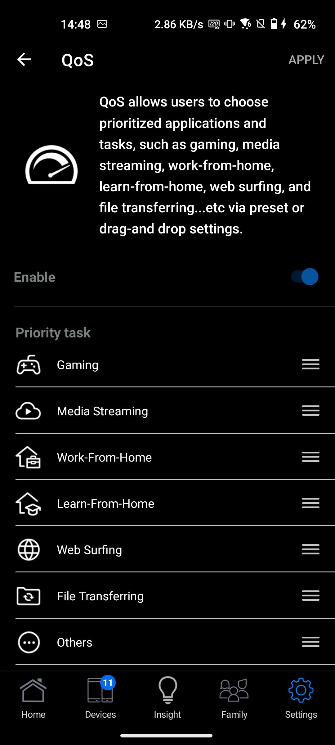 ASUS RT-AX88U Pro QoS settings
