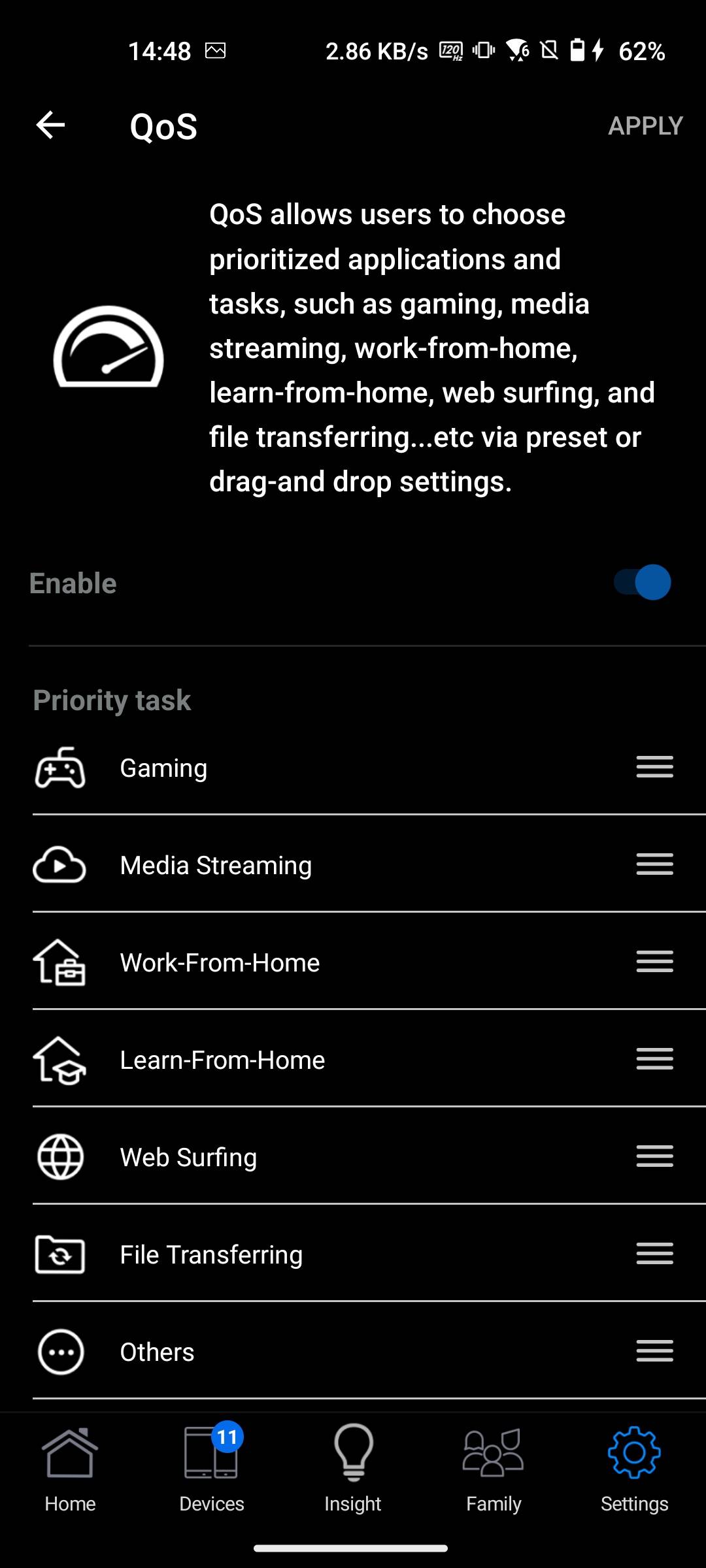 ASUS RT-AX88U Pro QoS settings