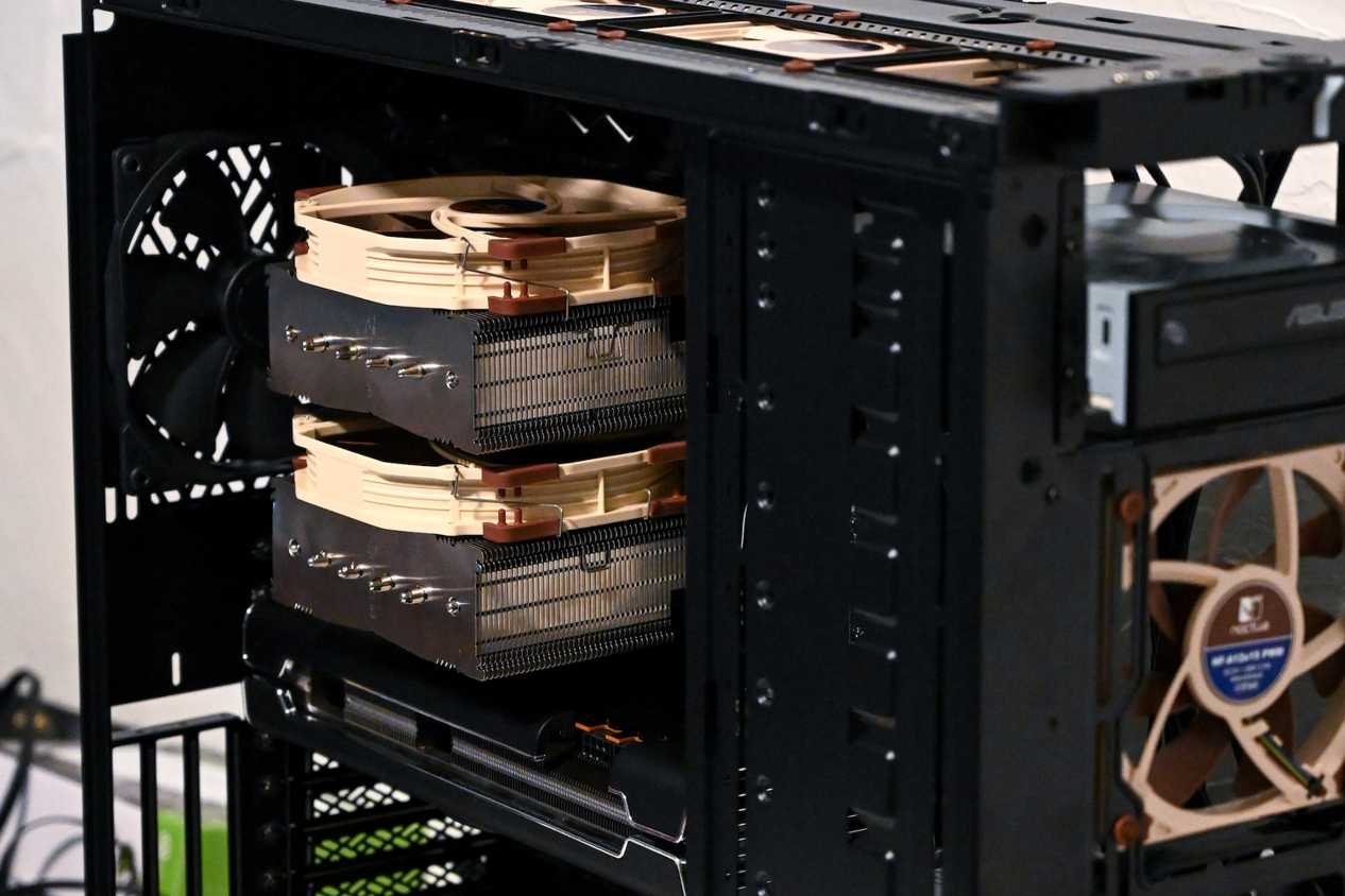 Noctua CPU cooler inside a black PC case