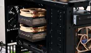 Noctua CPU cooler inside a black PC case
