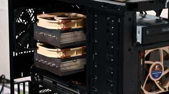 Noctua CPU cooler inside a black PC case
