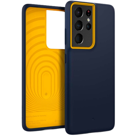 A render showing Caseology Nano Pop installed on a Samsung Galaxy S21 Ultra.